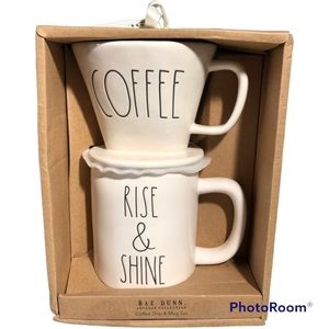 Rae Dunn 'Rise & Sine' Pour Over Coffee Mug Set Nwt